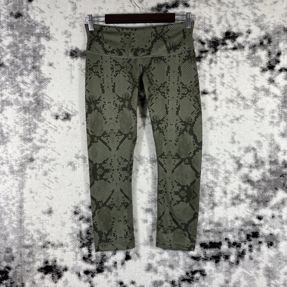 Lululemon Wunder Under Leggings Womens Size‎ 6 Cropped Green Gym Training - Picture 1 of 10